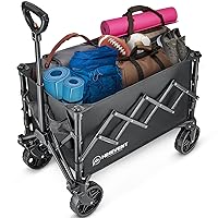Collapsible Lounge Wagon, Wagon Cart Heavy Duty Foldable with Smallest Folding Design, Utility Grocery Small Wagon with All Terrain Wheels for Camping Shopping Sports Garden