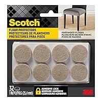 Scotch Felt Pads 32 PCS Beige, Felt Furniture Pads for Protecting Hardwood Floors, 1