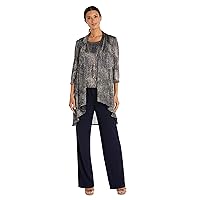 R&M Richards Print Foggy Foil Crinkle Duster Pant Set