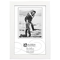 Malden International Designs White Concept Wood Picture Frame, 4x6, White