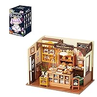ROBOTIME Miniature House Kit Tiny Store Making Kit(Becka's Baking House) & 1PC Blind Box Surprise Action Figure Collectible Figures