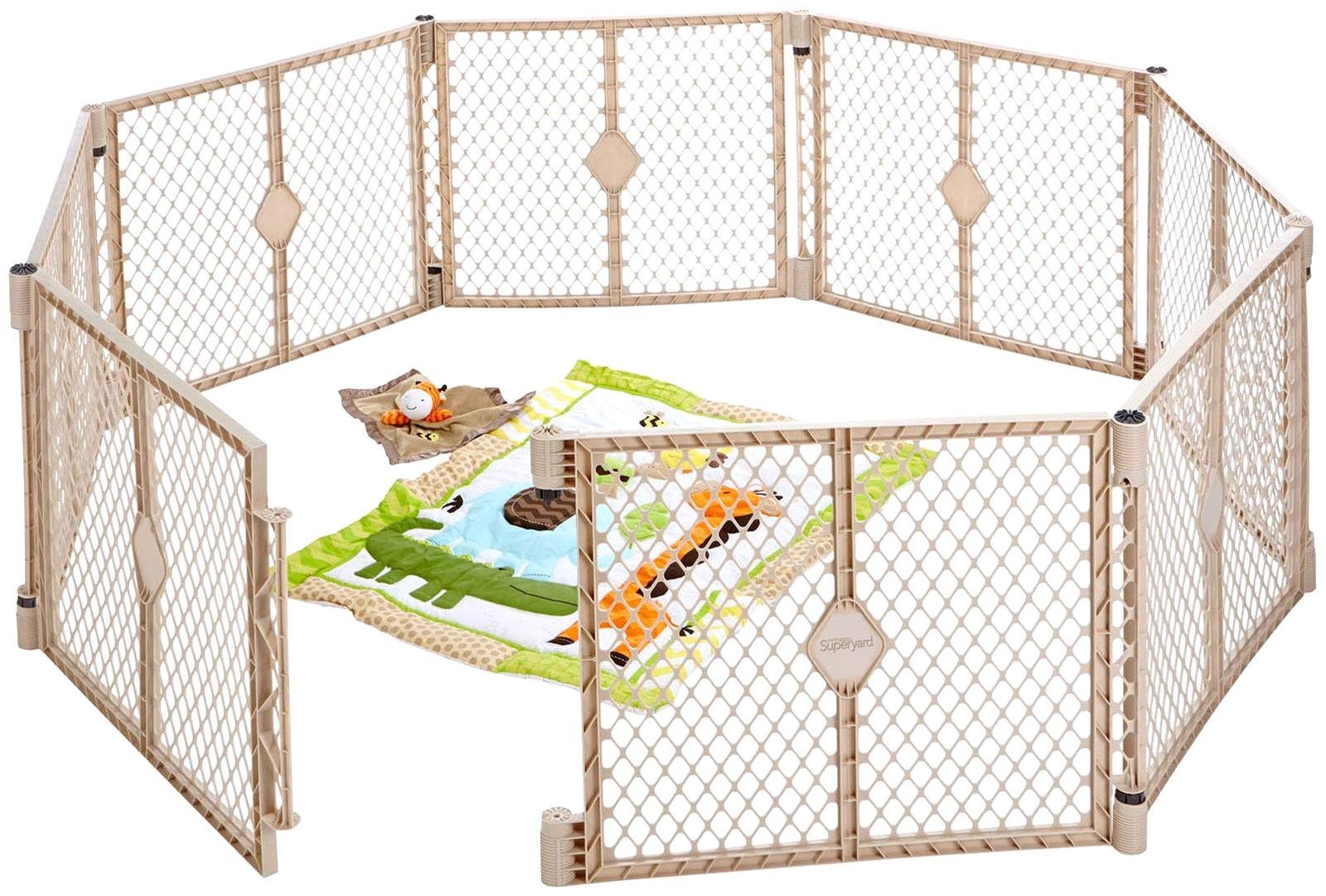 Toddleroo by North States Superyard Indoor/Outdoor 8-Panel Play Baby Yard, Made in USA: Safe play area anywhere. Freestanding. 18.5 sq. ft. enclosure or 6.5 ft. corner to corner (26