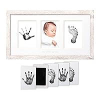 Pearhead Newborn Handprint and Footprint Nursery Picture Frame, Included No Mess Clean-Touch Ink Pad For Baby's Prints, Gender-Neutral Baby Keepsake Photo Frame, My Little Prints, Distressed Wood