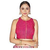 Women's Readymade Stitched Blouse For Sarees Indian Designer Cotton Silk Bollywood Padded Crop Top Choli