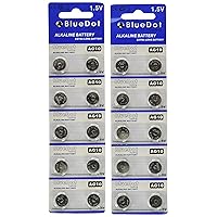 BlueDot Trading AG10 LR1130 LR54 LR54 1.5V Alkaline Coin Cell Battery for Watch, Hearing Aid, Calculator, Flashlights, Keyless Entry, Batteries, 20 Count