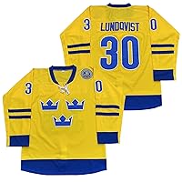 Men's 2014 Henrik Lundqvist Team Sweden Olympic Hockey Jersey Stitched