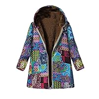 Andongnywell Womens Fashionable Cotton and Linen Hooded Cotton Jacket Plus Velvet Loose Coat Outercoat