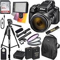 Nikon COOLPIX P1000 Digital Camera with Essential Accessory Bundle - Includes: SanDisk Ultra 64GB SDXC, 160 LED Video Light, 60” Tripod, Replacement Battery & Much More