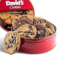 David's Cookies Assorted Fresh-Baked Decadent Cookie Gift Basket Tin — Luscious Large Cookies No Added Preservatives 4 oz./ each— All-Natural Cookies — Ideal Gift for Corporate Birthday Fathers Mothers Day Get Well and Other Special Occasions - 2 lb (8 Cookies)