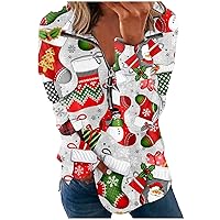 Fashion Quarter Zip Pullover Women Xmas Long Sleeve Tops Loose Fit Cute Pattern Sweatshirts Workout Pullover