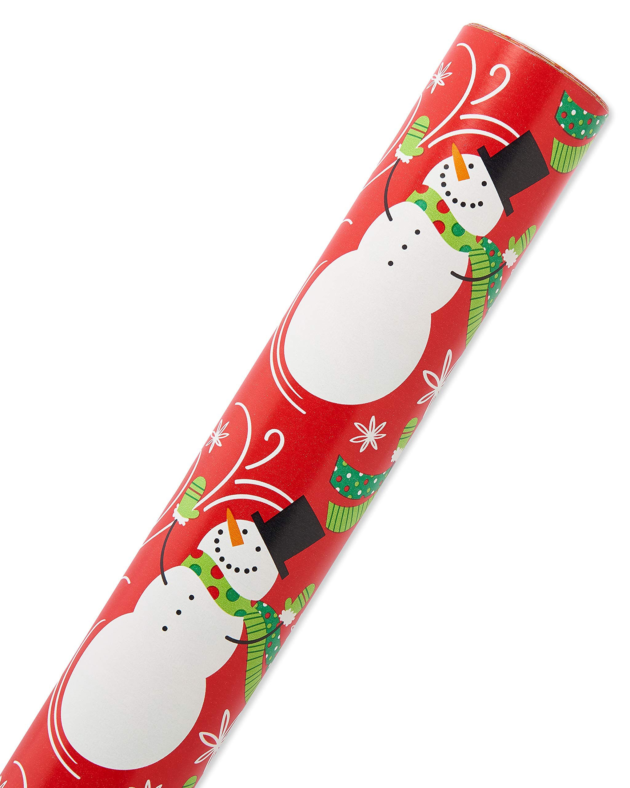 American Greetings Christmas Wrapping Paper Bundle, Rustic Designs (4 Rolls, 160 sq. ft) & Christmas Reversible Wrapping Paper Jumbo Roll, Snowflakes (1 Roll, 175 sq. ft.)