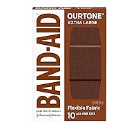 Band-Aid Brand Ourtone Adhesive Bandages, Flexible Protection & Care of Minor Cuts & Scrapes, Quilt-Aid Pad for Painful Wounds, BR55, Extra Large, 10 ct
