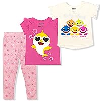 Nickelodeon Baby Shark Girls’ T-Shirts and Legging Pants Set for Infant and Toddlers - Pink/White