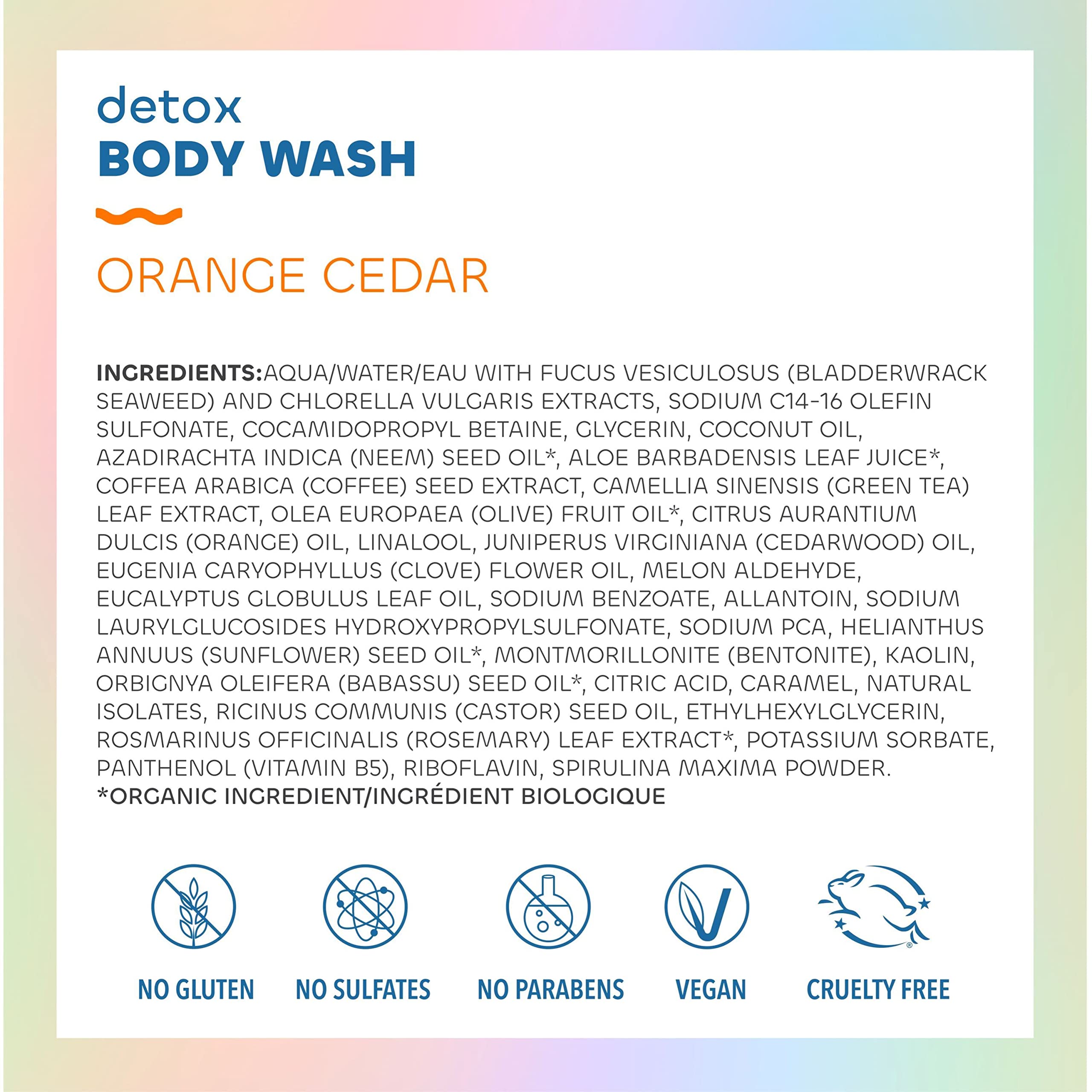 Seaweed Bath Co. Detox Body Wash, Orange Cedar Scent, 12 Ounce, Sustainably Harvested Seaweed, Spirulina, French Sea Clay