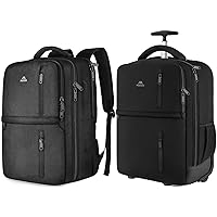 MATEIN Rolling Backpack, 17 Inch Travel Laptop Backpacks with Wheels, Water Resistant Large Roller Carry On Luggage Wheeled Backpack, Trolley Overnight Suitcase Business College Computer Bag, Black