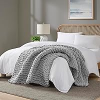 Madison Park Chenille Chunky Knit Handmade Throw Blanket, Luxuriously Soft Gift Blankets, Cottage Style Room Décor, Lightweight & Breathable All Seasons Throw Blanket for Couch, 50