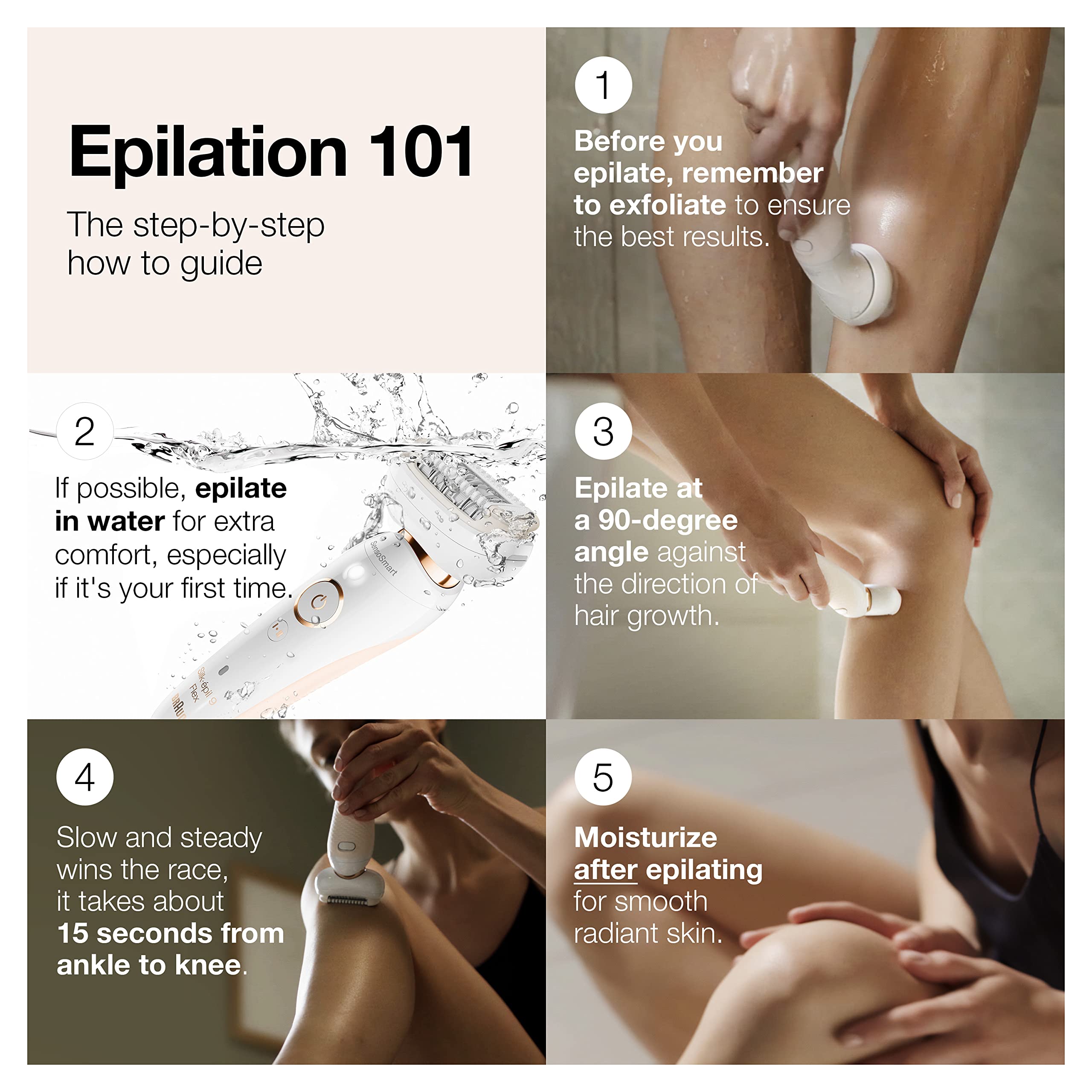 Braun Epilator Silk-épil 9 9-030 with Flexible Head, Facial Hair Removal for Women and Men, Hair Removal Device, Shaver & Trimmer, Cordless, Rechargeable, Wet & Dry, Beauty Kit with Body Massage Pad