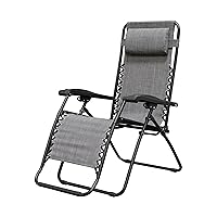 Caravan Sports Zero Gravity Outdoor Portable Folding Camping Lawn Deck Patio Pool Recliner Lounge Chair for Adults, Adjustable Headrest, Gray