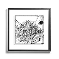 O3 Design Studio Venice Cut Map Framed, Black map, Black Frame, 18x18 inches, Paper Cutting Art Work, Gift Boxed, 2 Background Color, self-Changing, Wall Art