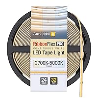 Armacost Lighting RibbonFlex Pro 24V Tunable White COB LED Strip Light Tape, 240 Lumens/Ft, 10M 174630