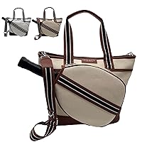 Designer Womens Pickleball Tote Bag | Stylish Premium Leather Canvas Luxury Cute Paddle Women Ladies Gift Cover Shoes