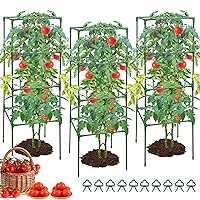 Tomato Cage for Garden, 3 Pack Square Tomato Plant Cage Heavy Duty, Height-Adjustable Plant Trellis for Raised Garden Bed, Plants, Flowers Growing- 10 Clips Included