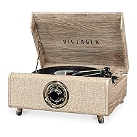 Victrola's 4-in-1 Highland Bluetooth Record Player with 3-Speed Turntable with FM Radio (VTA-330B-FOT), Farmhouse Oatmeal