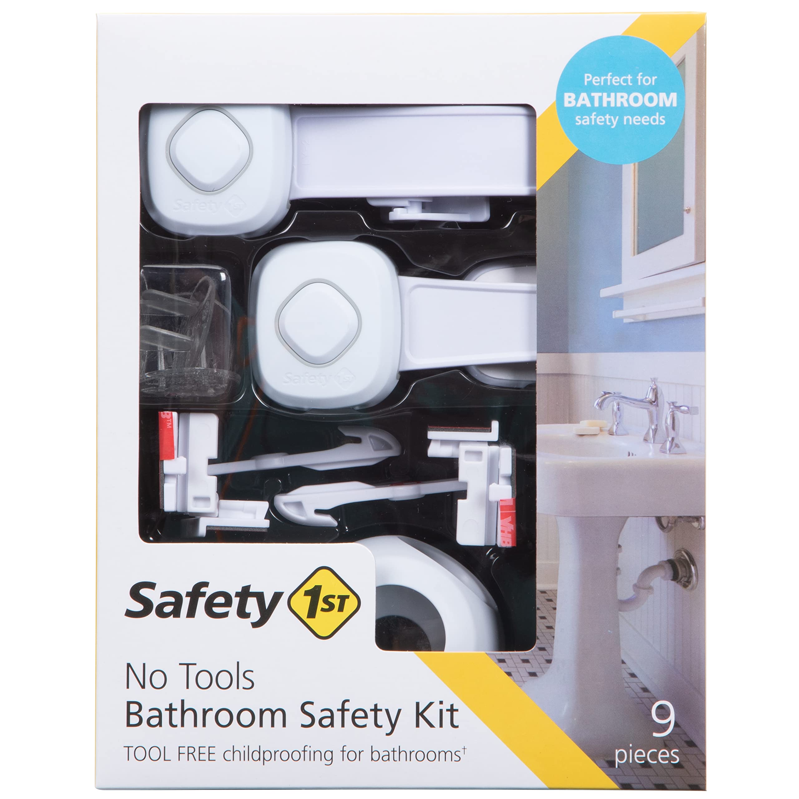 Safety 1st Room Solutions: No-Tools Baby Proof Deluxe Bathroom Safety Kit - Includes Locks for Toilet, Cabinet, Drawers, and More