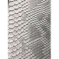 Vinyl Fabric Silver/Gray Faux Viper Snake Skin Vinyl-Faux Leather - 3D Upholstery Scales - Sold by The Yard.