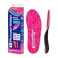 Powerstep Pinnacle Pink Orthotics for Women - Arch Support Inserts for Pain Relief & Plantar Fasciitis - Firm + Flexible for Increased Comfort, Stability and Control from Pronation