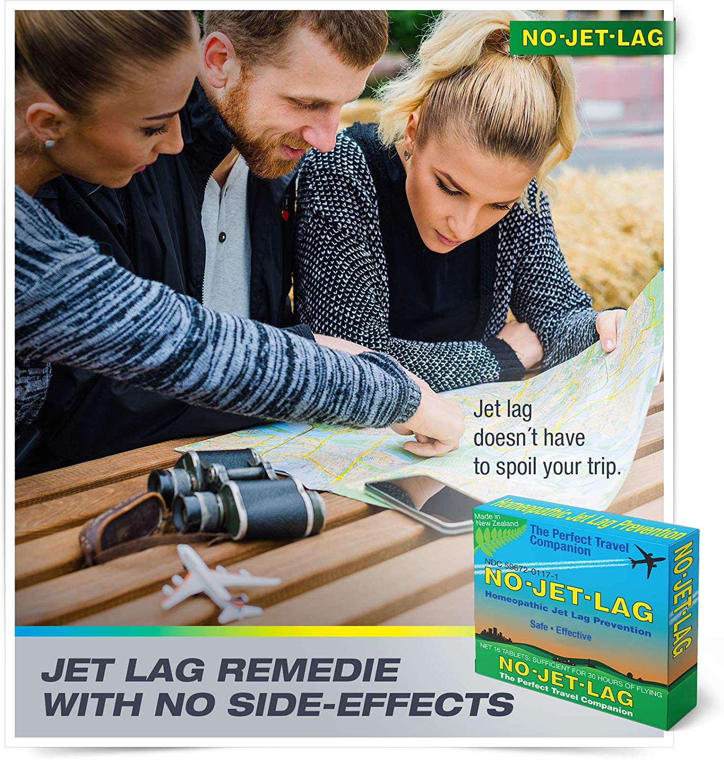 Miers Laboratories No Jet Lag Homeopathic Jet Lag Remedy (1 Pack, 32 Chewable Tablets), Travel Must Have, Flight Essential for Jet Lag Relief, Plant-Based