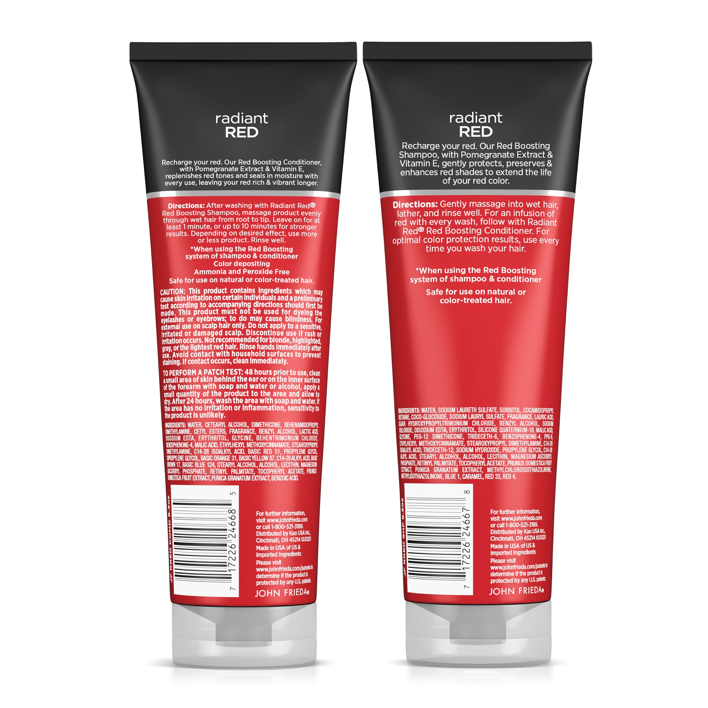 John Frieda Red Enhancing Shampoo & Conditioner Bundle, Radiant Red Shampoo & Conditioner for Red Hair, Helps Enhance Red Hair Shades, with Pomegranate and Vitamin E