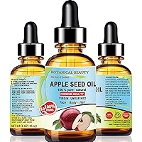 APPLE SEED OIL 100% Pure Virgin, Unrefined Cold-Pressed Carrier Oil 0.5 Fl.oz.- 15 ml Moisturizer for FACE, DRY SKIN, BODY, DAMAGED HAIR, NAILS, Anti-Aging