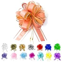 Allgala 12-PC 4 Inch Medium 3CM Organza Ribbon Pull Flower Bow for Gift Wrapping Baskets Wedding Décor - Rose Gold-GP90614