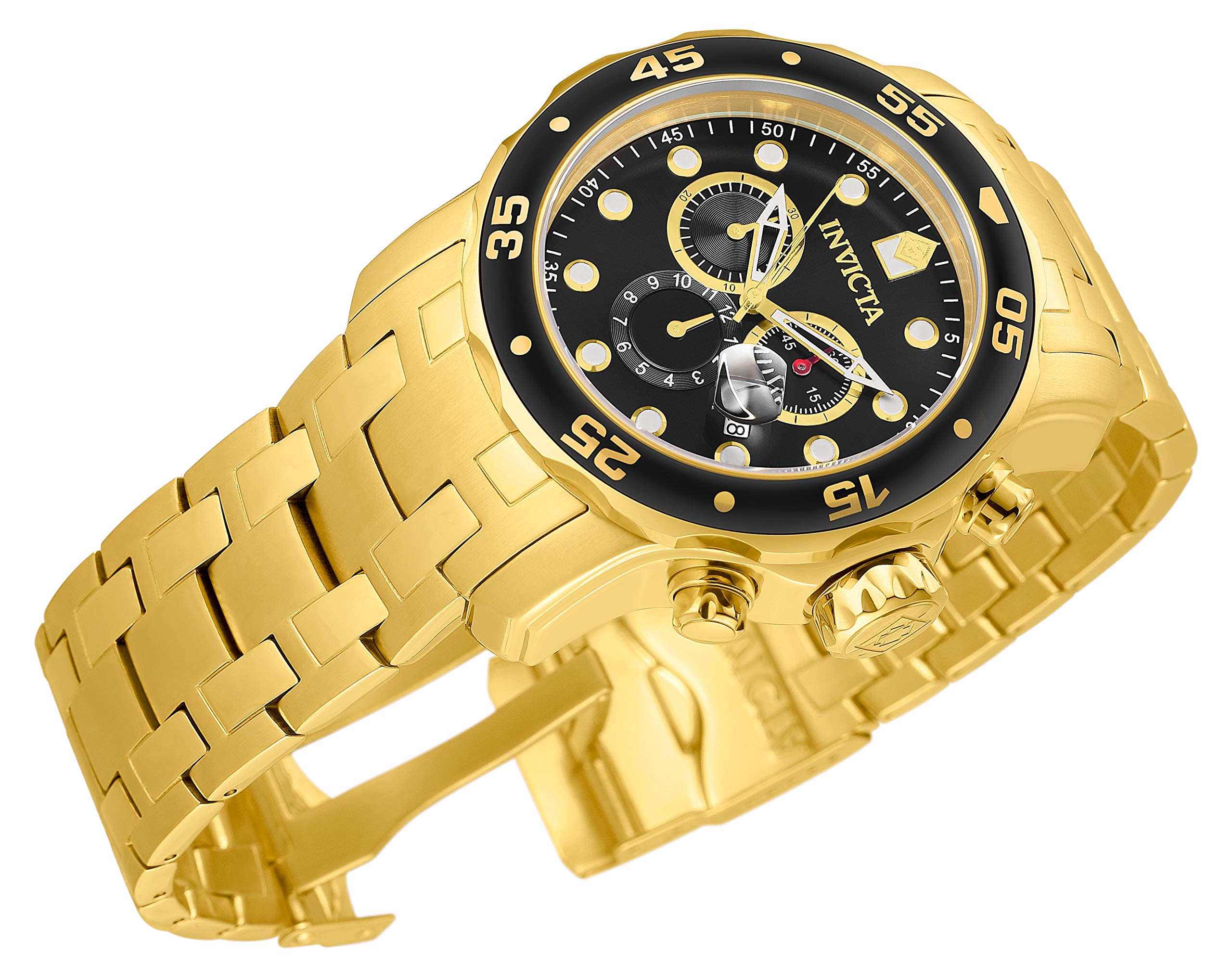 Invicta Men's Pro Diver Collection Chronograph 18k Gold-Plated Watch (Model: 0072, 21954, 21958)