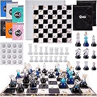 Extra-Large Size Chess Mold for Resin Casting, Upgrade Chess Resin Mold  Full Size 3D Set, 16 Pieces Chess Piece & Chess Board Epoxy Resin Molds for
