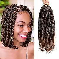 Box Braid Crochet Hair Crochet Braids12 inch 144Strands Crochet Braids Box braids Goddess Locs Crochet Hair 6 Packs Crochet Hair for Black Women(1B/30)