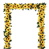 DearHouse 3 Pack Artificial Sunflower Garland Silk Sunflower Vine Artificial Flowers with Green Leaves for Wedding Table Home Decor