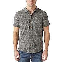 Lucky Brand Men's Short Sleeve Linen Button Up Shirt