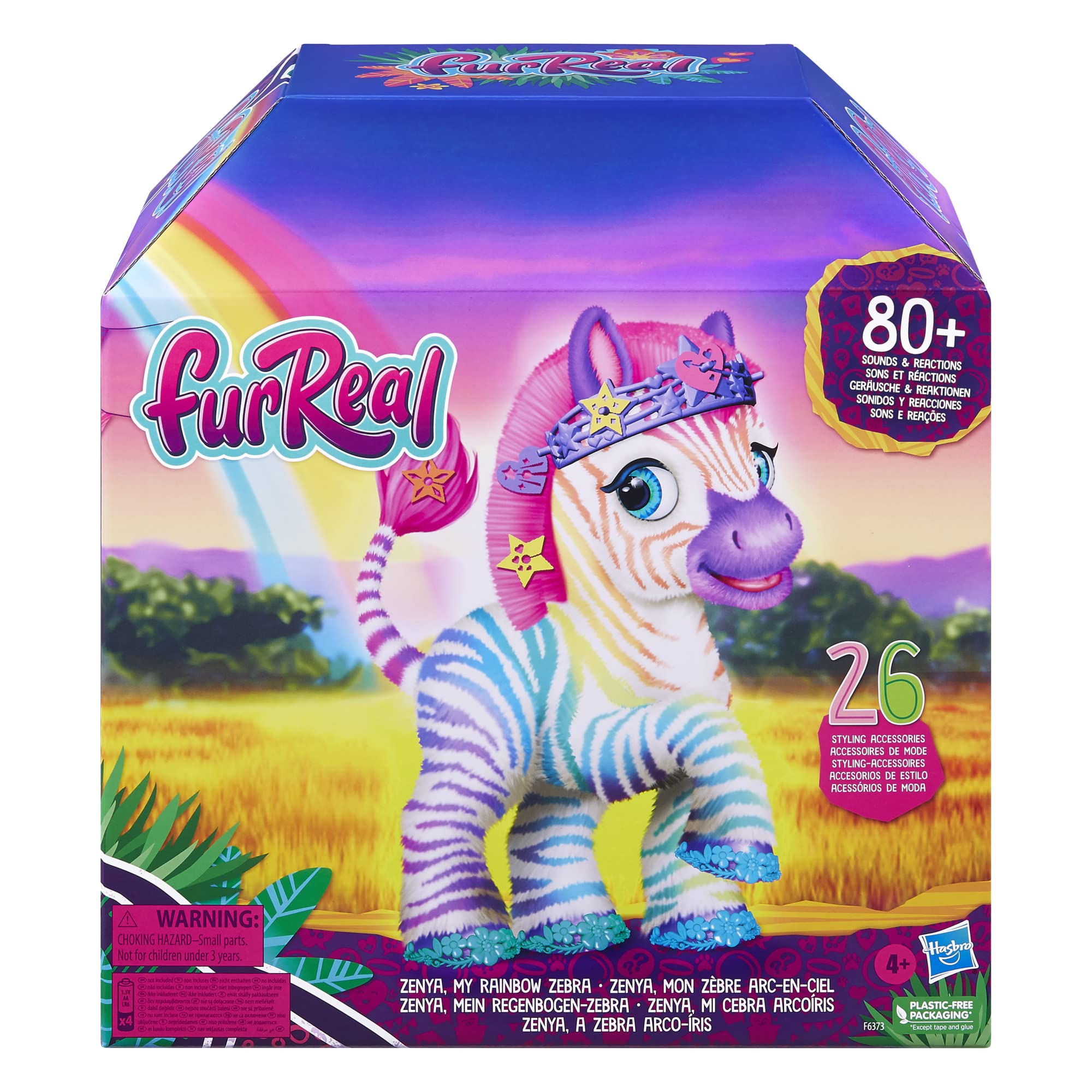 FurReal Zenya My Rainbow Zebra, Zebra Toy, 14-Inch Electronic Pets, 80+ Sounds & Reactions, 20 Styling Accessories, Interactive Toys for 4 Year Old Girls and Boys and Up (Amazon Exclusive)