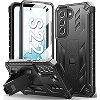 SOiOS for Samsung Galaxy S22 Protective Case: Military Grade Drop Proof Protection Mobile Phone Cover with Kickstand | Rugged Shockproof TPU Matte Textured Sturdy Phone Bumper (Black)