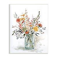 Stupell Industries Warm Summer Meadow Floral Bouquet Still Life Painting, Design by Carol Robinson Wall Plaque, 13 x 19, Blue