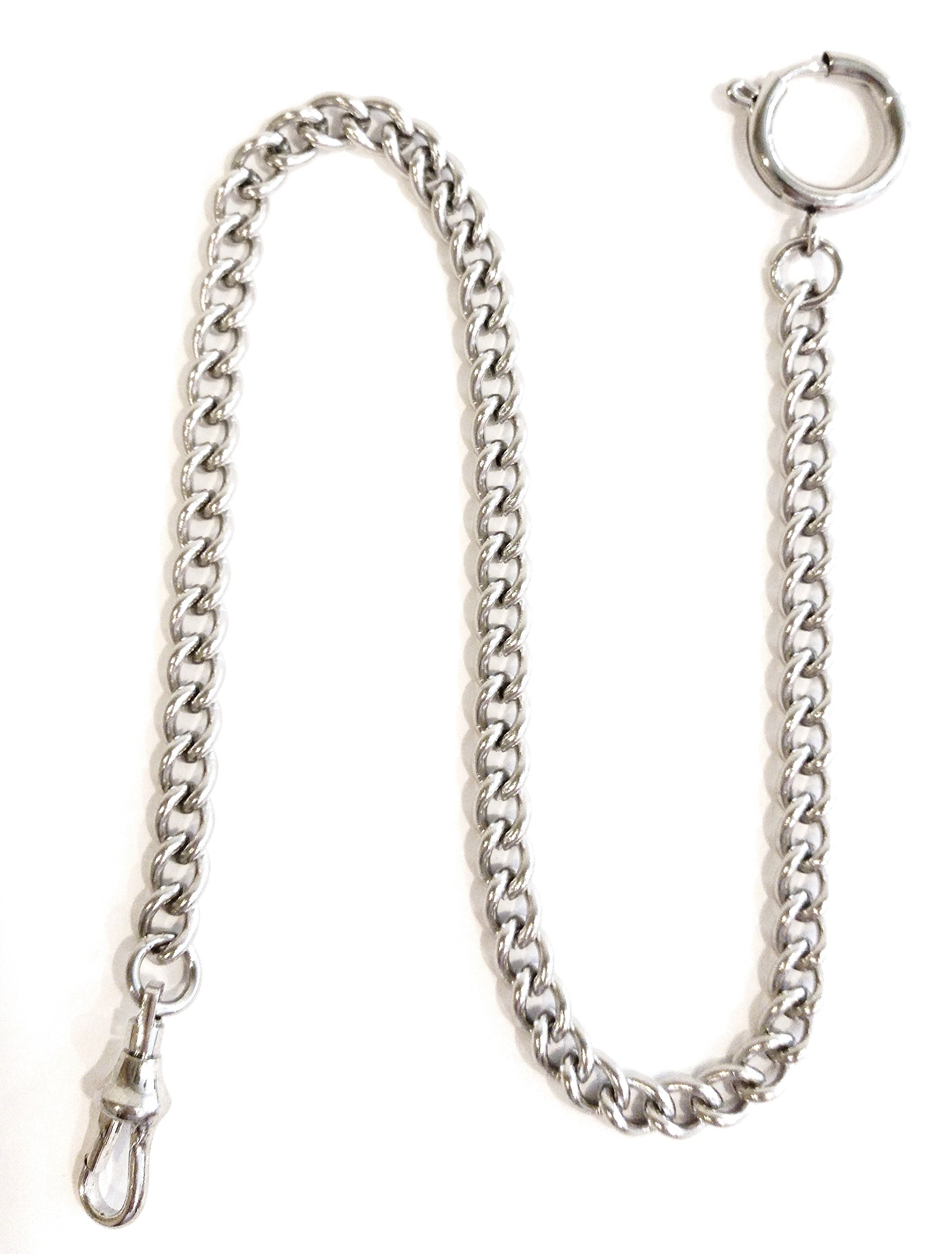 Dueber Chrome Plated Stainless Steel Pocket Watch Chain with Spring Ring