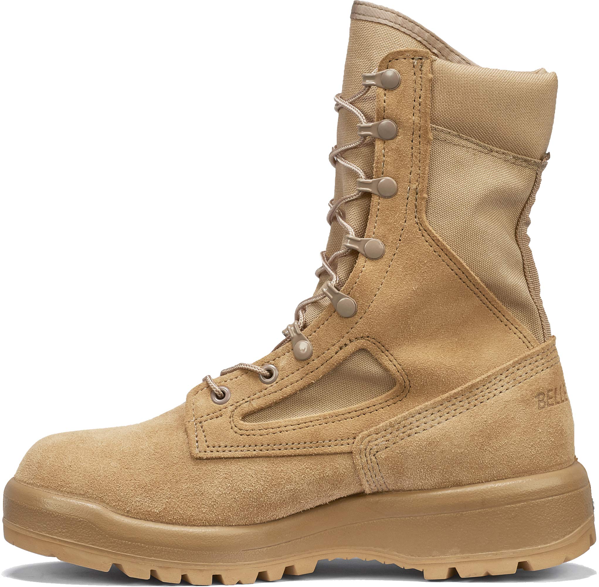 Belleville 390DES 8 Inch Hot Weather Combat Boot - AR 670-1 Compliant Desert Tan Cattlehide Leather Army Boots for Men with Vibram Sierra Outsole and Vanguard Premium Cushioning