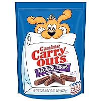 Canine Carry Outs Dog Treats, Sausage Links, 22.5 Ounce (Pack of 6), Made with Real Beef