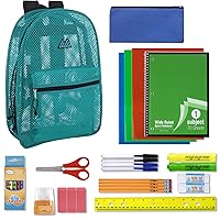 Blue Mesh Backpack with School Supplies, 30 Piece School Supplies Mesh Backpack Bundle