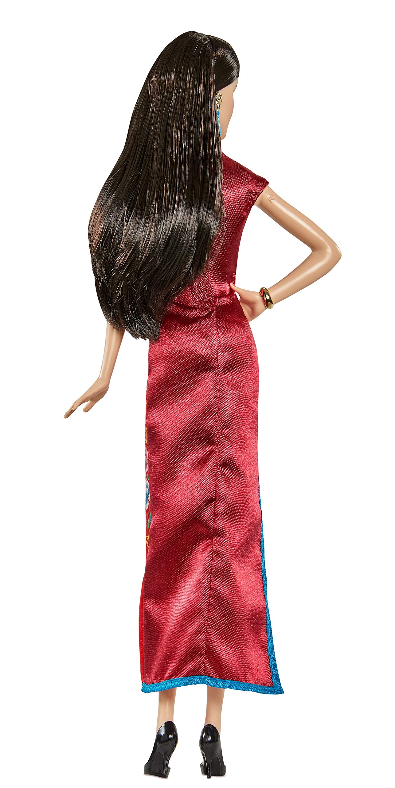 Barbie Signature Lunar New Year Doll (12-inch Brunette) Wearing Red Satin Cheongsam Dress with Accessories, Collectible Gift for Kids & Collectors