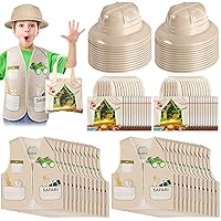 Newcotte 72 Pcs Kids Explorer Costume Toy Include 24 Kids Explorer Vest 24 Kids Party Plastic Explorer Hats 24 Tote Bag for Kids Outdoor Activity Jungle Party tent style tote bag