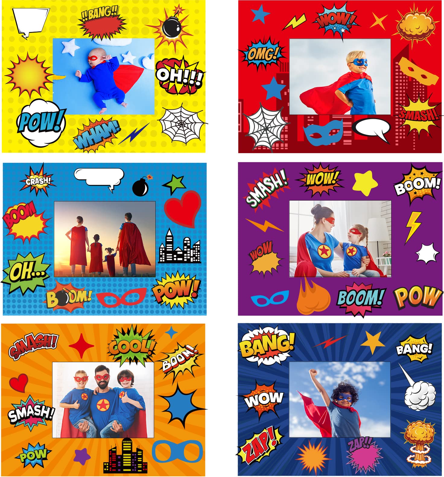 chiazllta 30 Pack Super Theme Hero DIY Picture Frame Craft Kit for Kids Fashion Hero DIY Photograph Craft Hero Children Stickers for Hero Art Craft Home Classroom Game Activities