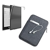 Case for Kindle Paperwhite 10th Gen 2018 Released — Model: PQ94WIF, 1 Ultra Soft Flexible Transparent TPU Skin Bumper Back Cover and 1 Sleeve Bag, 6 inch